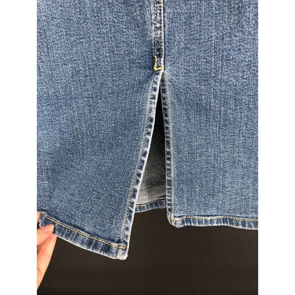 Vintage Levi Strauss Signature Women's Knee Length Denim Skirt 16 Blue 2003 Y2k - Picture 4 of 9